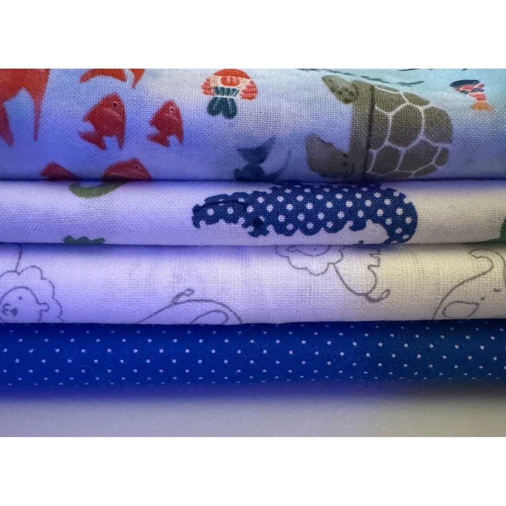 Magic Moon Cotton Fabric Bundle Kids Nursery Animals Sea Turtle Alligator 3pc